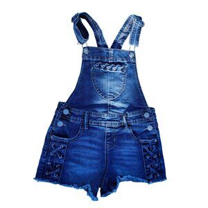 Jordache Denim Shortalls With Lace-Up Sides And Pockets Medium